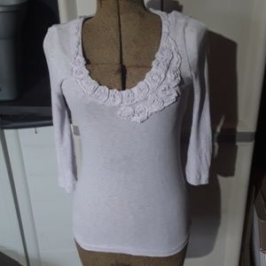 J. Crew scoop neck tee with rosette decor size XS